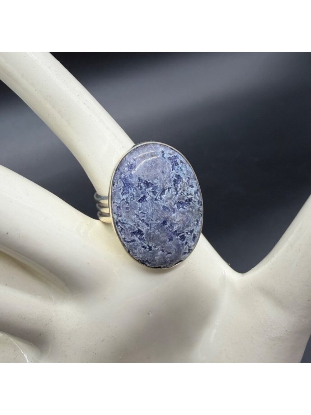 Sterling Silver Blue Stone Adjustable Ring Navajo VHC Manygoats Native American